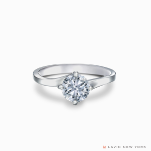 Lavin New York IGI Lab-Grown Diamond Bypass Solitaire Engagement Ring in 750/18K White Gold - Journey