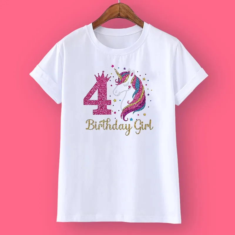 Unicorn Birthday Shirt 1-12 Birthday T-Shirt Wild Tee Girls Party