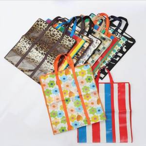 Makapal Sako bag Travel bag Luggage bag Woven bag zipper bag eco bag random pattern 6 sizes Foldable (Pataas)