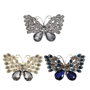 Delicate Rhinestones Butterfly Brooch Alloy Fashion Accessory For Dresses Coats And Jackets Clothing Accessories