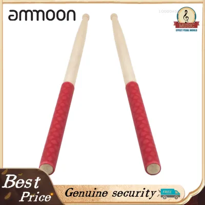 ammoon 1-Pair Drumstick 5A Anti Slip Drumstick Antiskid Drum Sticks Maple Wood Drumsticks Triangular Tip with Non-Slip Wrapped Handle Musical Instrument Drum Set Accessories