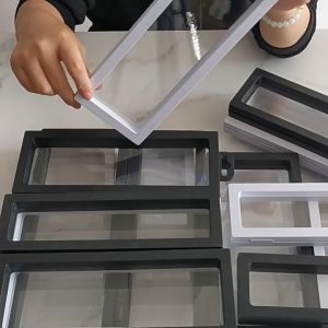 PE Film Jewelry Storage Box 3D Packaging Case Gemstone Free Stand Display Box Collection Container Frame Holder Home Medals Protection Stand Box