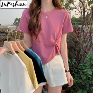 LuFashion Womens T-Shirts Summer Short Sleeve Slim Irregular Casual Tops