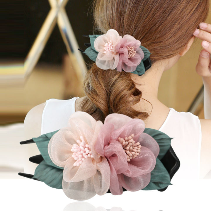 1Pcs Flower Ponytail Holder Cute Fabric Hair Clip For Female Ties