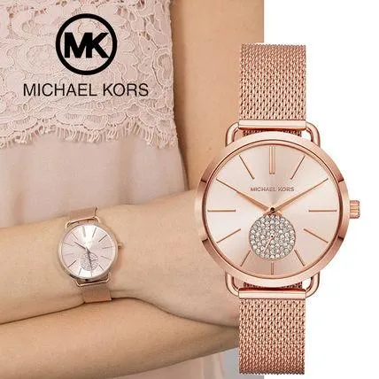 100 Original MICHAEL KORS Ladies MK3845 Porita Rose Dial Rose Gold Tone Stainless Steel Mesh Watch 2 Years International Warranty Lazada