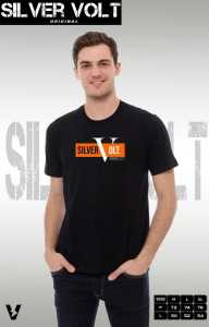 Kaos distro pria lengan pendek silvervolt baju pria wanita dewasa terlaris hitam series