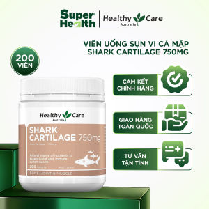 Viên Uống Sụn Vi Cá Mập Hỗ Trợ Xương Khớp và Sức Khỏe Healthy Care Shark Cartilage 750mg 200 Viên - Viên Hỗ Trợ Xương Khớp và Sức Khỏe Hệ Miễn Dịch