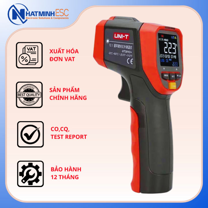 Máy đo nhiệt độ hồng ngoại UNI-T UT301C+ (-32℃~600℃, D:S/12:1)