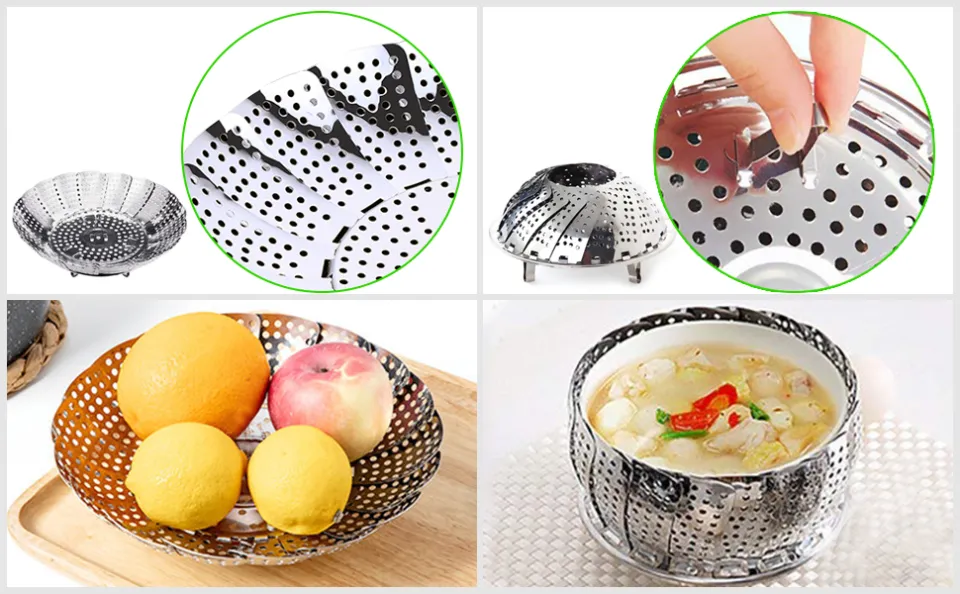 Vegetable Steamer Basket,Stainless Steel Adjustable Collapsible