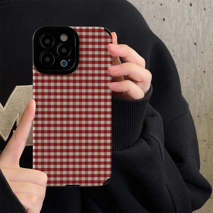 Red Checkered Phone Case For iPhone 16/15/14/13/12/11 Pro max 12 13 - Main Image