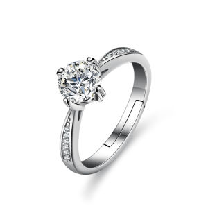 LOVETIA Cincin Wanita Moissanite Perak 925 1.0 Ct Sertifikat GRA BTJZ027