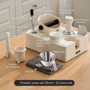 Bincoo Đầm cà phê Set bột cà phê Báo Chí Bộ cơ bản Cà Phê Nhà Phân Phối Portafilter Bột Tamper Gõ Bộ xô Thùng Máy Pha Cà Phê Đồ Dùng Phụ Kiện 51Mm/58Mm