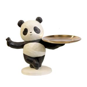 Cartoon Panda Statue Key Storage Tray Unique Resins Animal Sculpture Organizers Home Decors for Entryway Living Room