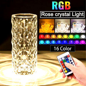 original LED Crystal Rose Acrylic Night Light Lamp Diamond Lamp Rechargeable Bedside Touch Table Lamp 16 color