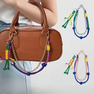 CRNGW สร้อยคอ DIY จี้เชือกถักสไตล์เรโทร ห่วงกุญแจ จี้พระอาทิตย์ ชาร์มโซ่กระเป๋า ทันสมัย ตัดกัน จี้โทรศัพท์มือถือ ของตกแต่งกระเป๋า