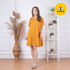 BeeUniq Dress Delivia Crepe Flarie / Dress Terusan Lengan Puff