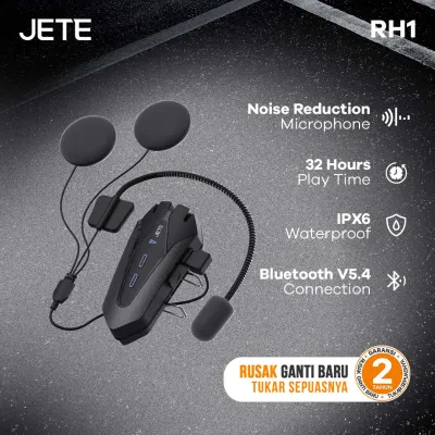 Headset Helmet Bluetooth JETE RH1 IPX6 Helm Motor NOT Intercom with Microphone BT 5.4 - Garansi 2 Tahun
