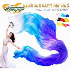 Aoduoyaya 1.8M Gradient Long Flowing Silk Dance Fan Bamboo Ribbon Fan for Classical Dance and Stage Show