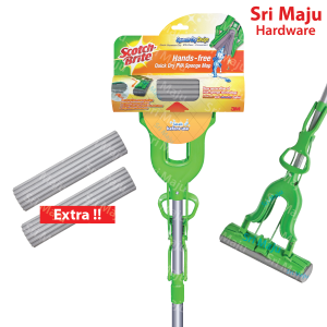 MAJU 3M Scotch Brite Quick Dry PVA Sponge Mop Hands Free Squeeze Dry Floor Cleaning Penyapu Mop Lantai Baldi Lantai