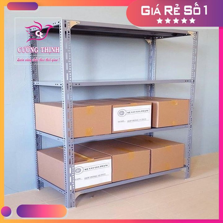Kệ sắt  V lỗ đa năng 4 tầng, dài 1m x rộng 40cm x cao 1.2-1.5m. Lắp Ghép Đa Năng, kệ trưng bày sản phẩm