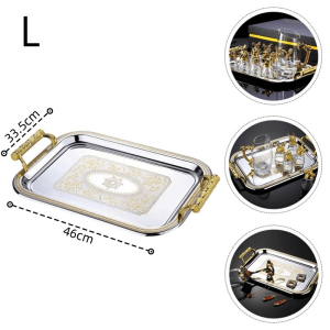 Food Tray Serving Dish Stainless Steel Serving Platter With Handles Rectangle Food Storage Serving Tray Serving Platter Fruit Tray Bar Tray Serving Stand Charcuterie Board Set Western Dish Tray For Party Kitchen Tableware