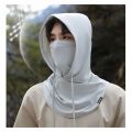 Ice Silk Full Face Mask 2PCS with UV Protection and Cooling Comfort - Black & Black-Dark Grey. 