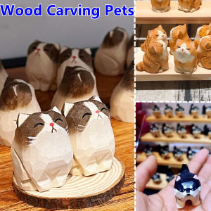 Orange-Colored Hand-Carved Decoration Cute And Adorable Wooden Ornament Handmade Landscaping For Personalized Pet Memorial Tabletop Or Shelf Display Gift For Lovers