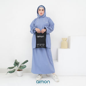 Aimon Jas Hujan Wanita Rok Hodie Tebal Elastis Anti Air