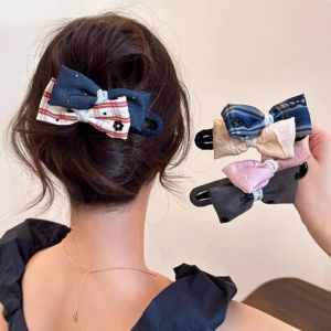 Back of The Head Bow Duckbill Hairpin Womens Half-tied Hair Clip High-end Large Clip Headdress
