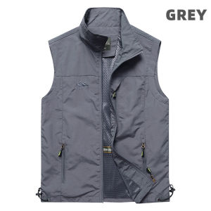 YGTOF Plus Size Men Outdoor Tactical Vest Multi-Pocket Solid Color Fishing Director Reporter Cargo Photography Hiking Quick Dry Vests