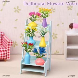 [COD] yixiayun 1 12 Dollhouse Miniature Flowers Vase Plant Potted Model Dollhouse Home Decor Toy Micro Landscape Scenery Photo Props