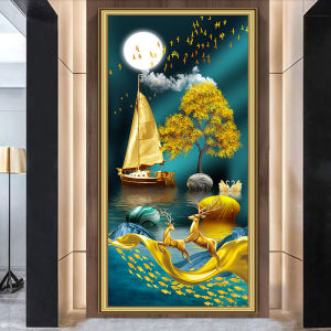 DIY Diamond Painting Full Kapal Rusa Pohon emas angsa 40x80 cm D170