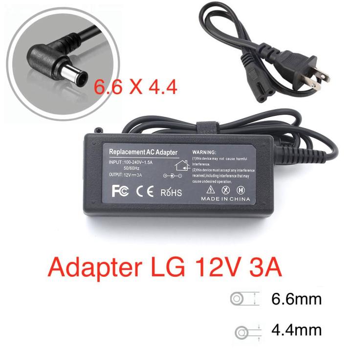 LG Display Monitor Power supply adapter 12V 3A 6.6x 4.4mm หัวเข็ม ...