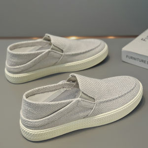 AU Canvas mens shoes summer linen shoes old Beijing style slip-on shoes mens casual sneakers versatile and trendy