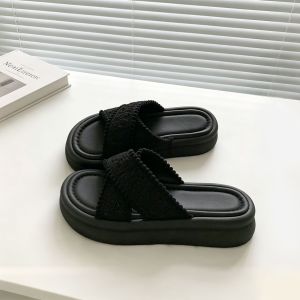 Free Shipping WomenS Retro Platform Slip-On Sandals Perfect For Summer With A Thick Sole Ideal For Pairing With Dresses And For Beach Wear