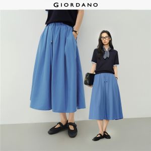 Giordano Women Beaded drawstring elastic waist midi skirt Free Shipping 18466318