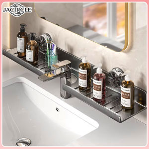 JACIRCLE Suction Cup U-Shaped Shelf for Faucet No-Drill Wall Mounted Countertop Storage Caddy for Bathroom Kitchen Sink Organizer