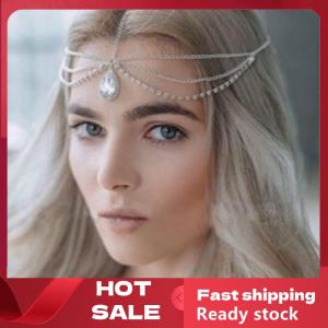 🚚【Local Express Delivery】🚚 Crystal Forehead Necklace Women Crystal Tassel Hair Chain Tiara Water Drop Hair
