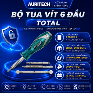 Bộ tua vít 6 trong 1 TOTAL THT2506076 thép CR-V siêu bền đầu vít dễ dàng thay thế