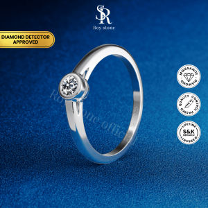 RoyStone - Cincin Wanita Moissanite Sertifikat GRA Original Lapis Emas - Cassie Ring