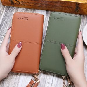 Maibao Dompet Wanita / Dompet Wanita Terbaru 2024 / Dompet Lipat Panjang Wanita Import  / women Fashion Wallet Bahan Kulit Sintetis warna Hijau Hitam Abu - 180