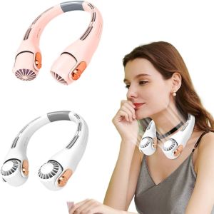 ANBIHE Portable Hanging Neck Fan Bladeless Angle Adjustable Wearable Personal Fan Comfortable 360°Cooling Airflow Turbine Neckband Fan Summer