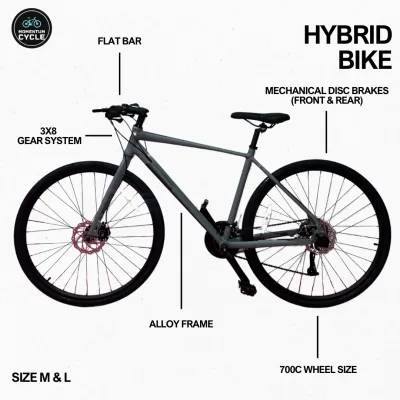 SG E11EVEN Hybrid Bicycle 700C 24-Speed Disc Brake Lightweight City Bike for Adults