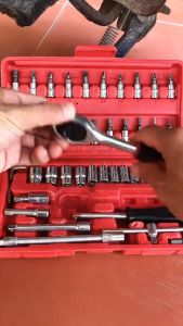 Bộ dụng cụ mở Bu lông ốc vít đa năng 46 chi tiết Bộ dụng cụ sửa chữa oto xe máy 46 món Bộ tua vít