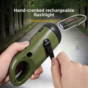 LED Flashlight Hand Crank Solar Powered Gear Self Powered Torch Emergency Flashlights for Hiking Camping