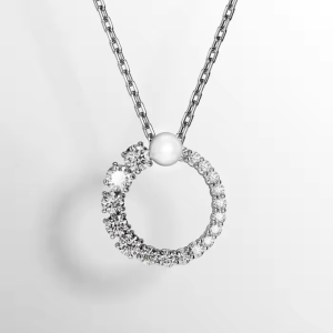 SWAROVSKI Luxury Fashion (New)Matrix Rose Gold Round Cut White Pearl Diamond Pendant Necklace S925 Sterling Silver Womens Fashion Necklace