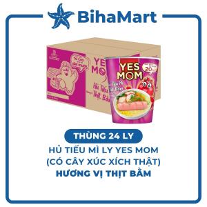 [THÙNG 24 LY] - THIEN HUONG FOOD - Hủ tiếu mì ly Yes Mom (có cây xúc xích thật) hương vị Thịt bằm Hủ tiếu Yes Mom ly (79.2g/ly)