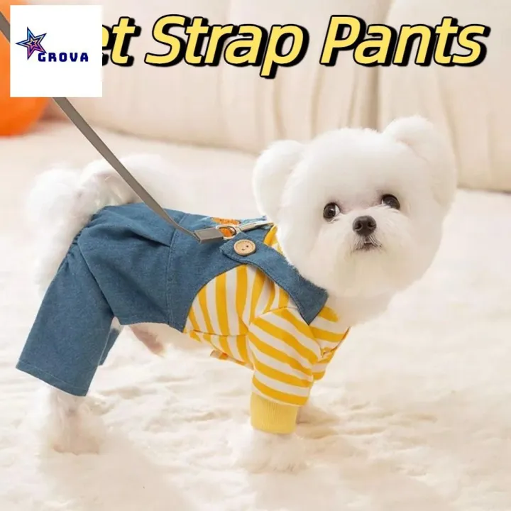 GROVA Cute Dog Jumpsuit Cartoon Towable Pet Strap Pants Pet Apparel ...
