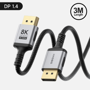 HAGIBIS Kabel DP 1.4 DisplayPort To DisplayPort DP 1.4 Ultra HD 2K 4K 8K 3D HDR eARC VRR QMS ALLM QFT DisplayHDR TV PC Gaming Monitor Laptop Video Audio Cable