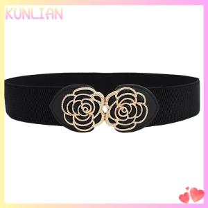 [KUNLIAN] เข็มขัดคาดเอวยางยืดทรงหัวเข็มขัดดอกไม้ย้อนยุคสำหรับสุภาพสตรีชุดเดรสเข็มขัดรัดเอวเสื้อผ้าอุปกรณ์ตกแต่งงานปาร์ตี้